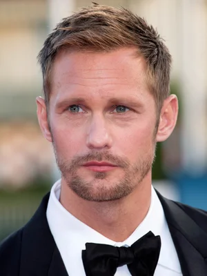 Portrait of actor Alexander Skarsgård attending a public event.
