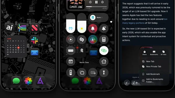 Vue en plan rapproché d'une main tenant un smartphone sur une table en bois, l'écran affiche une interface de musique avec des listes de lecture colorées, lumière douce d'intérieur