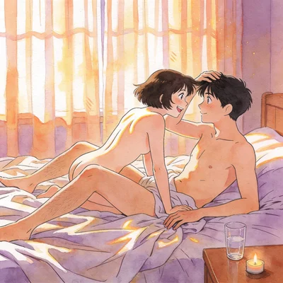 Illustration style Ghibli : moment de complicite