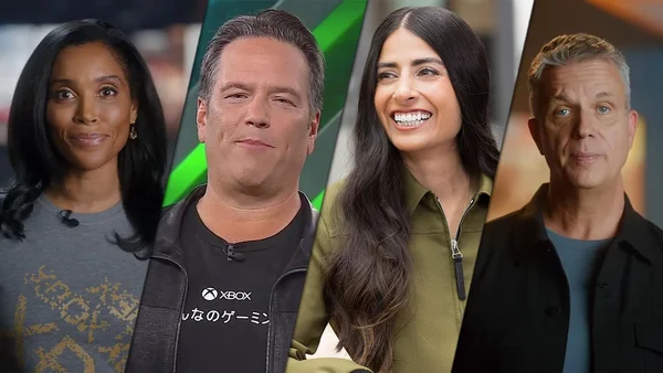Les figures clés de Xbox : Sarah Bond, Phil Spencer et Asha Sharma, nouvelle PDG venue de l'IA