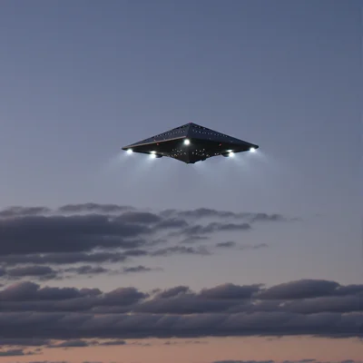 Vol d'OVNI en forme triangulaire dans le ciel