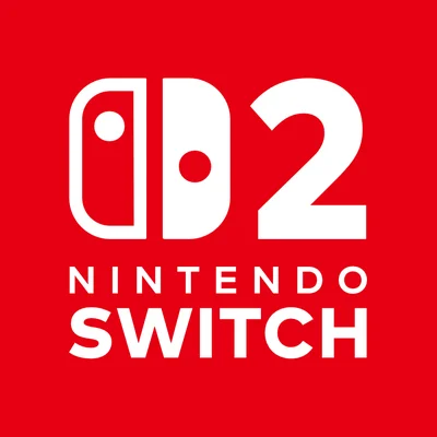 Le logo graphique de la console Nintendo Switch 2 sur fond rouge.