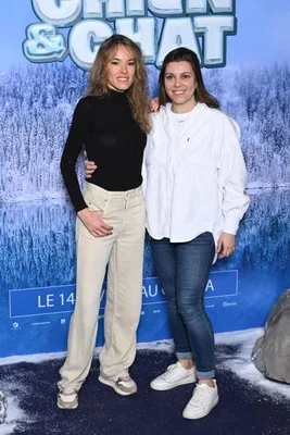 Elodie Fontan and Aurelie Goudard Arruti attend the "Chien Et chat" Premiere at Cinema UGC Normandie on February 11, 2024 in Paris, France.