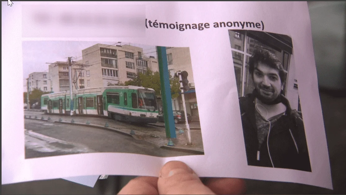 Élément de l'enquête sur la mort de Jérémie Cohen : photo de tramway et portrait