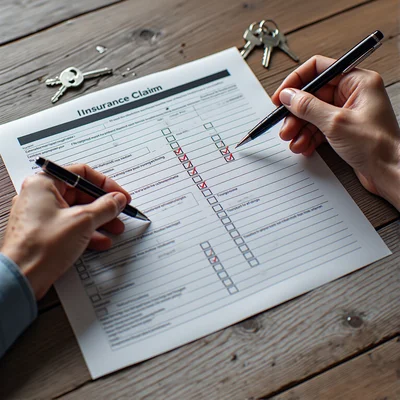 Une rue inondée où des habitants, dont un enfant, évoluent à pied près d'une voiture.
