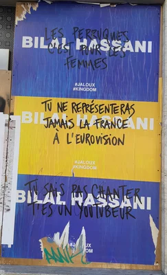 Portrait of singer Bilal Hassani smiling, cropped from a performance photo.