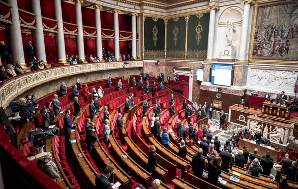 L'intérieur de la salle des séances du Conseil constitutionnel.