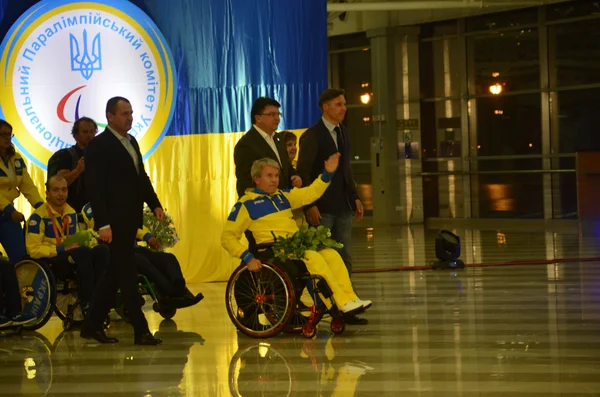 L'équipe nationale paralympique ukrainienne accueillie à l'aéroport de Boryspil (22 septembre 2016).