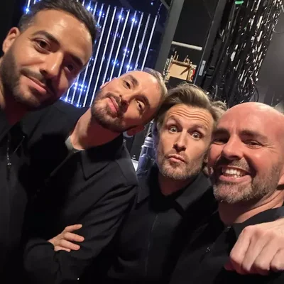 Tarek Boudali, Christophe Willem, Philippe Lacheau et Julien Arruti font bande à part aux Enfoirés