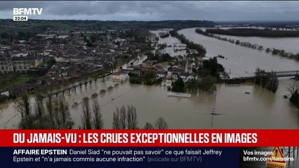 Images aériennes exceptionnelles des crues : Maine-et-Loire, Gironde et Lot-et-Garonne en vigilance rouge.