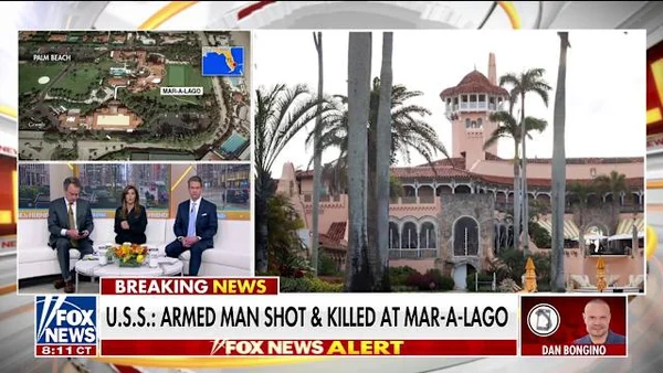 Image divisée de Tucker Austin Martin dans une voiture et de l'estate Mar-a-Lago.