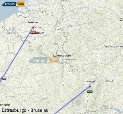 High-speed train traveling between Brussels and Strasbourg to transport MEPs.