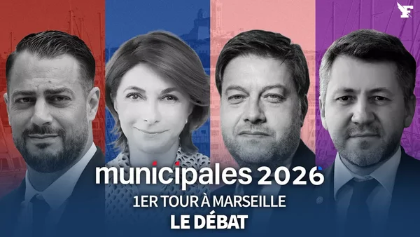 Affiche du débat des municipales 2026 à Marseille.