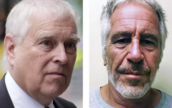 Portraits du prince Andrew et de Jeffrey Epstein, illustrant le lien entre les deux hommes.