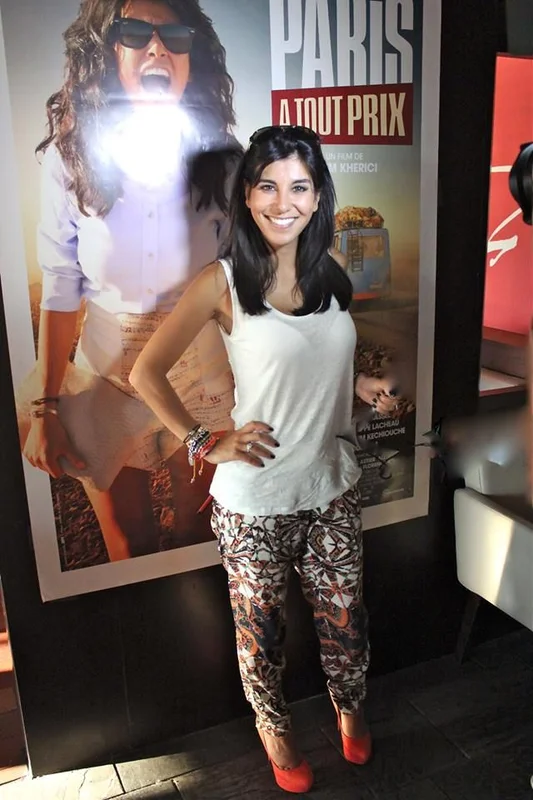 Collage of Reem Kherici showcasing the French actress and director in various red carpet and fashion appearances.