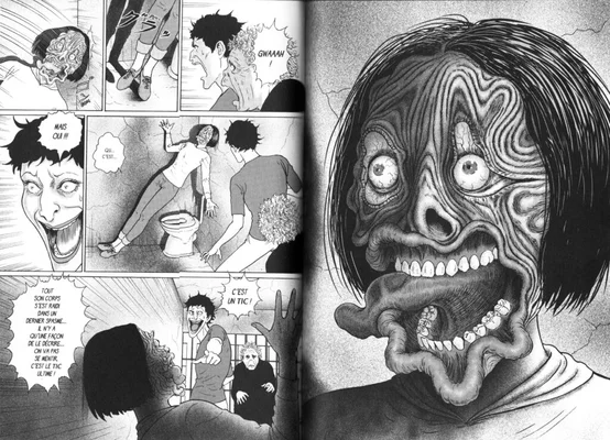 Extrait de « Fragments d'Horreur » de Junji Ito montrant son style de body horror caractéristique