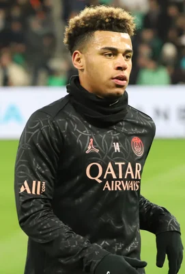 Désiré Doué lors d'un entraînement du Paris Saint-Germain.