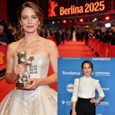 Rose Byrne avec l'Ours d'argent à la Berlinale