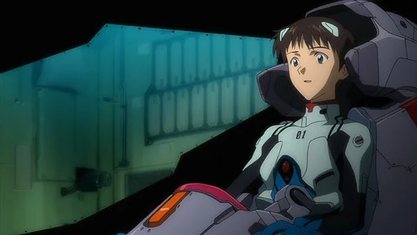 Shinji aux commandes de l'Eva-01 dans Neon Genesis Evangelion