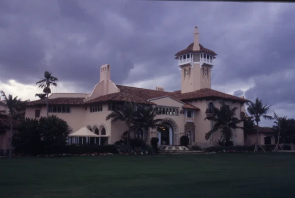 Exterior view of the Mar-a-Lago estate in Palm Beach, Florida, the venue for the finance forum.
