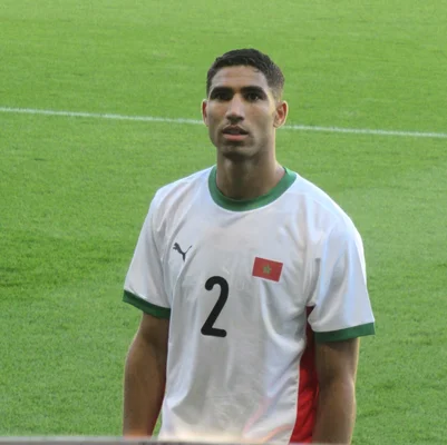 Achraf Hakimi à la fin du match Egypte-Maroc, tournoi masculin de football des Jeux olympiques de Paris 2024.
