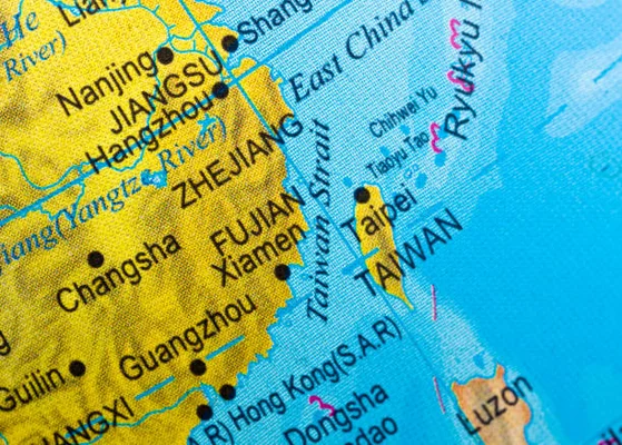 Stock graphic or photo of a map highlighting Taiwan.