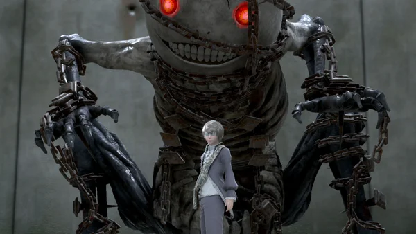 Scene du jeu NieR Replicant remaster, l'univers sombre de Yoko Taro