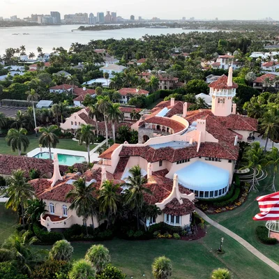 Vue aérienne du domaine de Mar-a-Lago à Palm Beach, en Floride.
