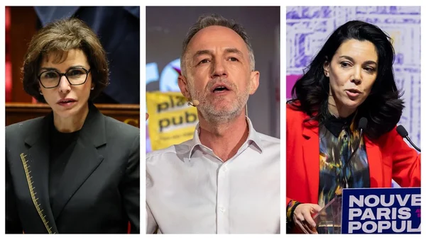 Emmanuel Grégoire et d'autres candidats lors de la campagne pour les municipales à Paris.