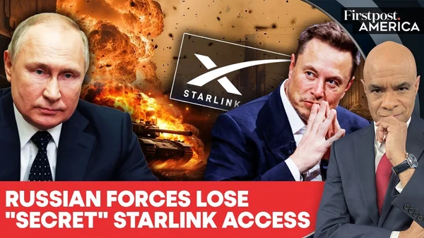 Infographie médiatique sur la perte d'accès Starlink par les forces russes.