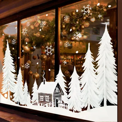 Silhouettes arguing in a cabin window during a blizzard.