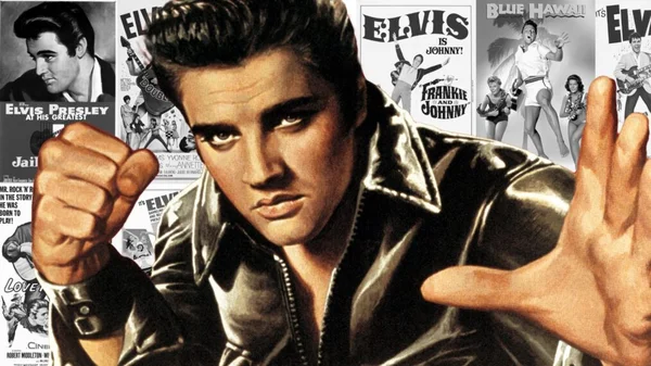 Elvis Presley starring in a classic Western movie poster or scene.