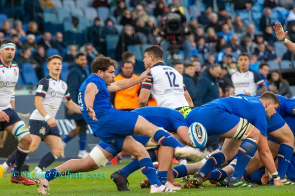 Phase de jeu lors du match opposant la France à l'Italie dans le cadre du Tournoi des Six Nations.