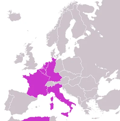 Carte de l'Europe mettant en évidence la France et l'Allemagne en violet
