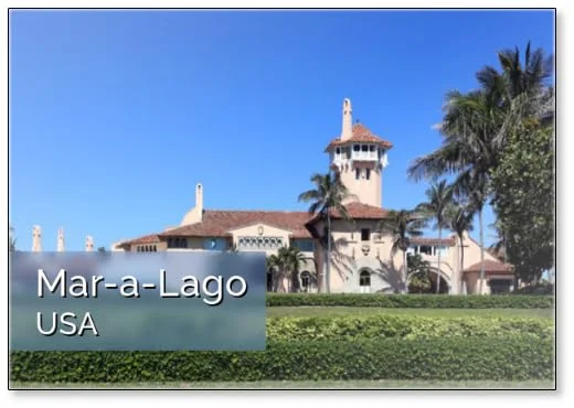 Aerial view of Palm Beach, Florida, showing the location of the Mar-a-Lago club.