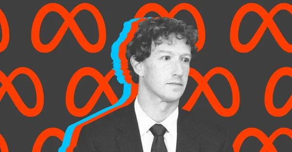 Illustration stylisée d'une silhouette en costume sur fond sombre avec des symboles infinis orange