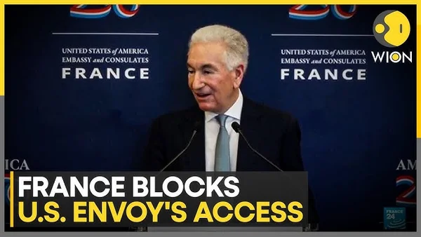 Extrait du journal WION titrant sur la France restreignant l'accès de l'ambassadeur américain.