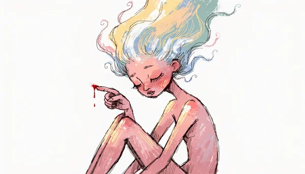 Vue rapprochée d'un doigt qui montre une petite plaie ouverte sur la peau, sur fond neutre