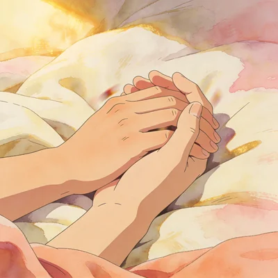 Gros plan sur deux mains qui se frôlent tendrement, ambiance sensuelle et douce