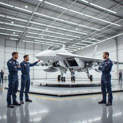 Maquette échelle 1 du futur avion de combat Next Generation Fighter (NGF) du système SCAF, présentée au salon du Bourget 2019.