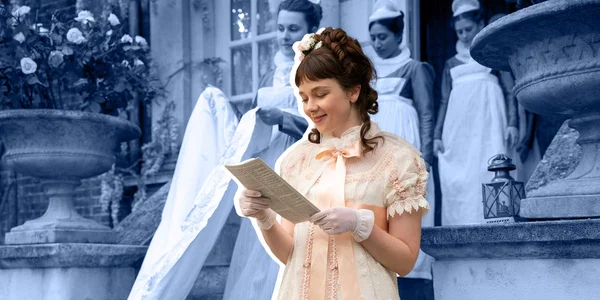 Close-up of the Lady Whistledown society papers parchment.