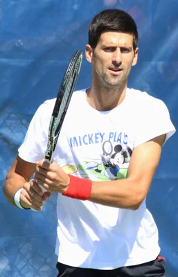 Novak Djokovic competing in a match at the 2016 US Open.