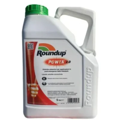 Un bidon de 5 litres de Roundup Power 2.0, un produit contenant du glyphosate.