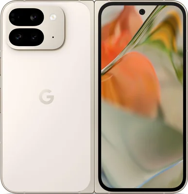 Le Google Pixel 9 Pro Fold affiché avec son module arrière et son écran devant.