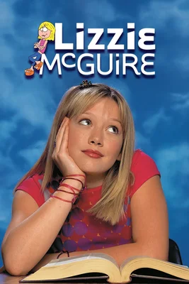 Affiche promotionnelle de la série télévisée Lizzie McGuire, montrant une jeune femme devant un livre ouvert.