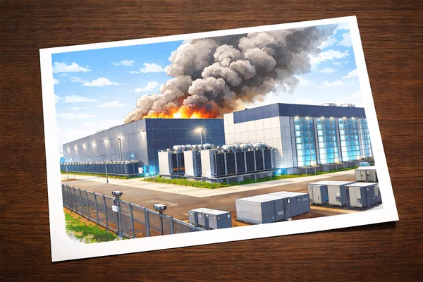 Illustration d'un incendie dans une installation de centre de données