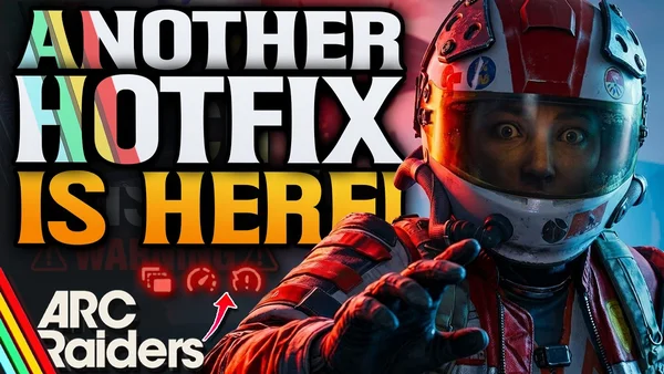 Graphique promotionnel pour ARC Raiders avec un personnage en casque et le texte Another Hotfix
