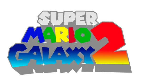 Logo officiel du jeu vidéo Super Mario Galaxy 2, inspiré du design original.