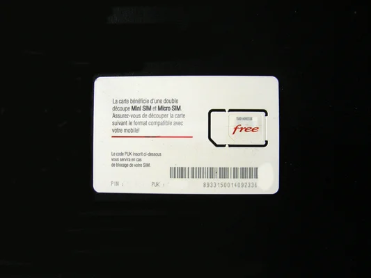 Verso d'un carte SIM free de 2014