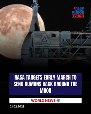 Graphique de Daily Mirror Online illustrant la mission spatiale prévue pour début mars.